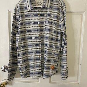 Decibel Blue and White Patterned Shirt